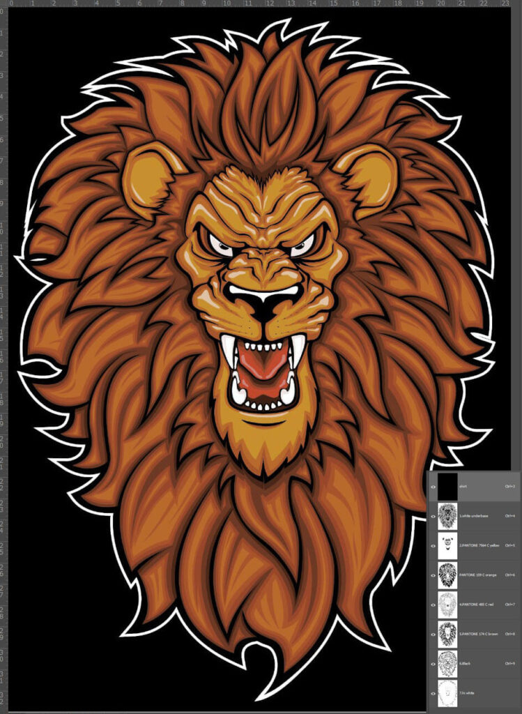 simulated process, lion on tshirt